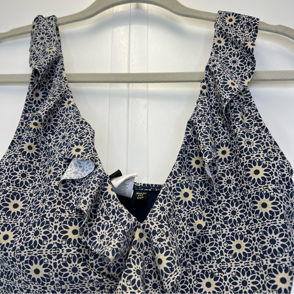 Niptuck Onepiece Bathing Suit Size 4 Crisscross Ruffle Top Navy Patterned Swim - Picture 2 of 8
